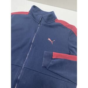 Puma Track Jacket Men's Size XL Navy Blue Maroon Long Sleeve Full Zip